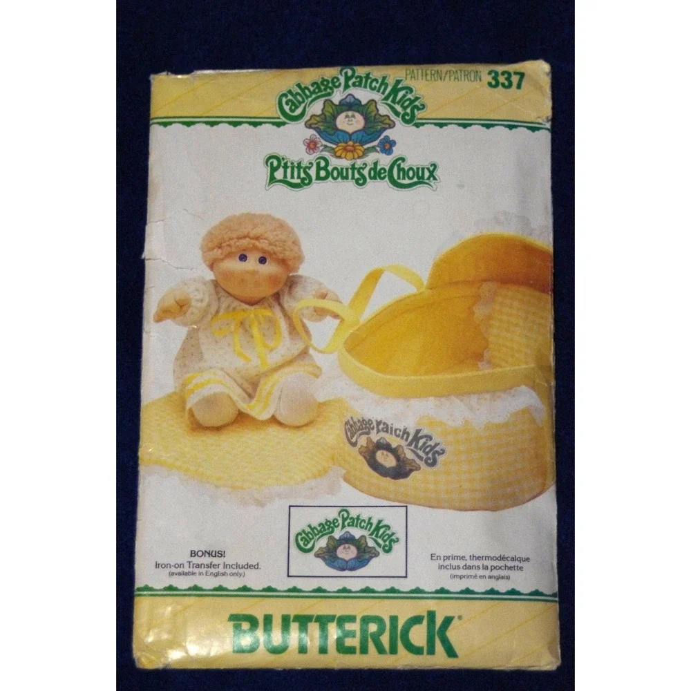 BUTTERICK - CABBAGE PATCH #337 /‎ #6661 - CUTE DOLL BED CARRIER PATTERN FF